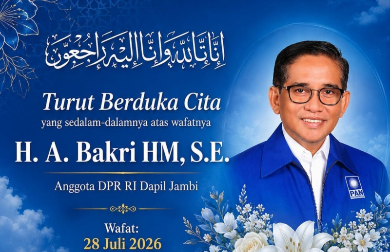 Anggota DPR RI dari Fraksi Partai Amanat Nasional (PAN), H. A. Bakri, meninggal dunia pada Selasa (28/7)