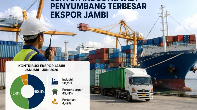 Perkembangan ekspor dan impor bulan Juni 2026 Provinsi Jambi didominasi oleh sektor industri