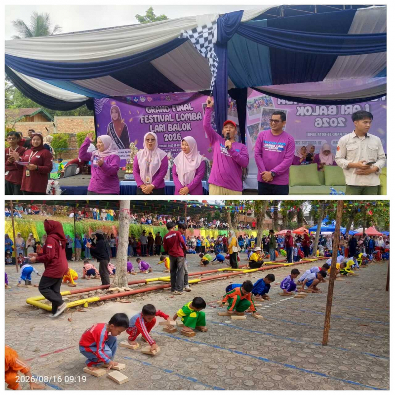 Suasana pertandinga Festival Lari Balok yang digelar Kampoeng Raja dan dibuka Kepala Dinas Pendidikan Kota Jambi