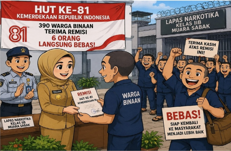 Ilustrasi penyerahan remisi saat peringatan HUT ke-81 Kemerdekaan RI