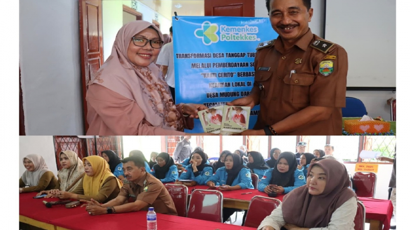 Tim dari Jurusan Promosi Kesehetan Poltekkes Kemenkes Jambi saat melaksanakan pengabdian kepada masyarakat di Desa Mudung Darat, Kabupaten Muaro Jambi