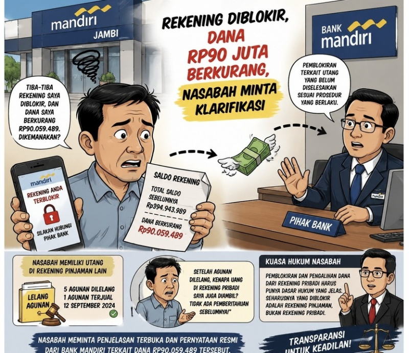 ilustrasi nasabah mempertanyakan dana Rp90 juta ke Bank Mandiri Area Jambi