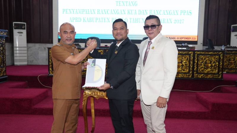 Pemkab Bungo secara resmi menyerahkan Rancangan Kebijakan Umum Anggaran (KUA) serta Rancangan Prioritas dan Plafon Anggaran Sementara (PPAS) APBD Tahun Anggaran 2027.