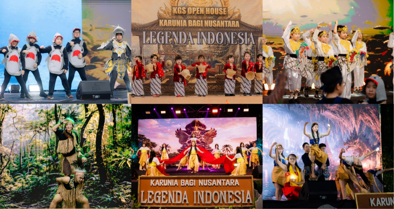  Penampilan siswa Karunia Global School (KGS) dari jenjang TK hingga SMA dalam Open House 2026 bertema “Legenda Indonesia” 