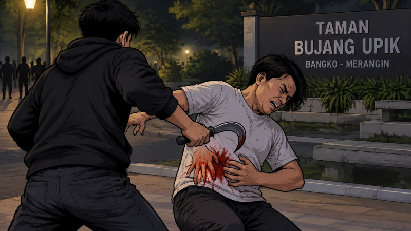 Ilustrai peristiwa berdarah yang menyebabkan seorang pria di Merangin ditusuk hingga delapan luka
